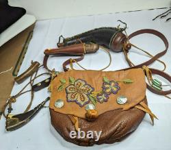 Elaborate Vintage Used Hand Made Native American Beaded Fighters Bag & Extras