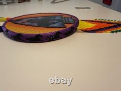End of the Trails, Handmade Native American Beaded, Painted Medallion Necklace