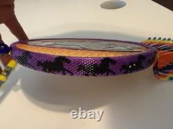 End of the Trails, Handmade Native American Beaded, Painted Medallion Necklace