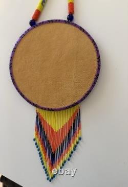 End of the Trails, Handmade Native American Beaded, Painted Medallion Necklace End of the Trails, Handmade Native American Beaded, Painted Medallion Necklace