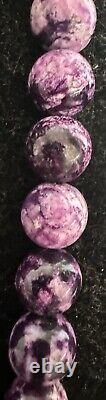 Estate Native American Sterling Purple Charoite Bead Necklace