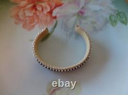 Etkie Navajo Indian Seed Beadwork Native Beaded Cuff Bracelet Leather 7-1/2