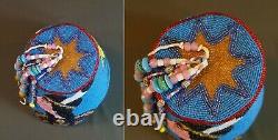 Exceptional Native American Yakima Fully Beaded Hat Indian Maiden Beaded Tassles