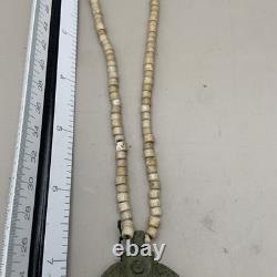 FUR TRADE Native American Copper Gorget Hudson Bay Era Beaded Cross Necklace