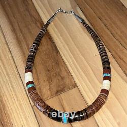 Fine Santo Domingo Pueblo Indian Heishi Shell Turquoise Bead Collar Necklace
