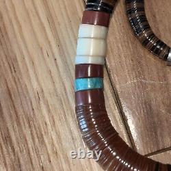 Fine Santo Domingo Pueblo Indian Heishi Shell Turquoise Bead Collar Necklace