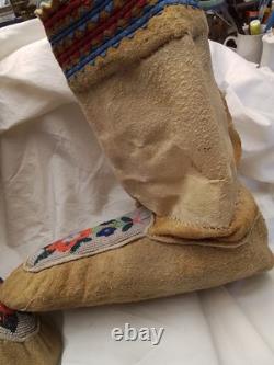 First Peoples Native American High Top Beaded Moccasins Cree Or Ojibwe
