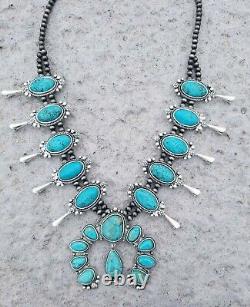 Full Squash Blossom Turquoise Necklace. Natural Stone. Nwt