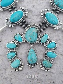 Full Squash Blossom Turquoise Necklace. Natural Stone. Nwt