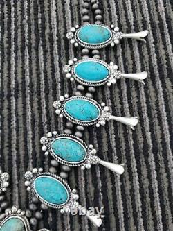 Full Squash Blossom Turquoise Necklace. Natural Stone. Nwt