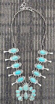 Full Squash Blossom Turquoise Necklace. Natural Stone. Nwt