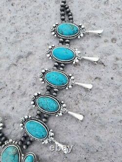 Full Squash Blossom Turquoise Necklace. Natural Stone. Nwt