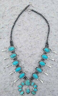 Full Squash Blossom Turquoise Necklace. Natural Stone. Nwt