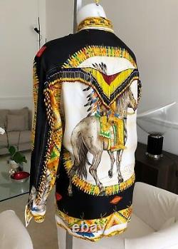 GIANNI VERSACE Native Americans silk shirt with beaded fringe worn Naomi Campbell