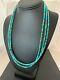Genuine Natural Navajo Sterling Silver 3S 4mm Blue Turquoise Necklace Set 4827