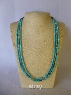 Genuine Turquoise Nugget And Heishi Beads Native American Southwestern Necklace