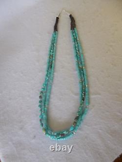 Genuine Turquoise Nugget And Heishi Beads Native American Southwestern Necklace