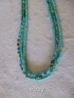 Genuine Turquoise Nugget And Heishi Beads Native American Southwestern Necklace