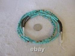 Genuine Turquoise Nugget And Heishi Beads Native American Southwestern Necklace