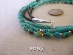 Genuine Turquoise Nugget And Heishi Beads Native American Southwestern Necklace