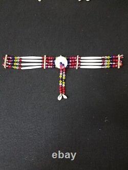 Glass Beaded Hairpipe Native American Indian Double Sided Breastplate And Choker