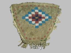 Great Antique Native American Indian Plains Bead Beaded Pouch C. 1800's