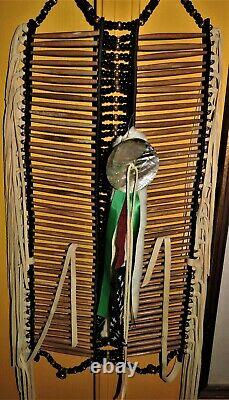 Great'native American Style' Bone, Glass Beads, Deer Hide Fringe Breastplate