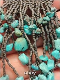 HAND MADE Native American Mix Bead turquise Medicine Bag Beaded Necklace 28