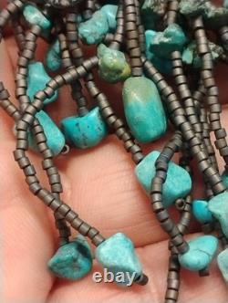 HAND MADE Native American Mix Bead turquise Medicine Bag Beaded Necklace 28