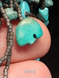 HAND MADE Native American Mix Bead turquise Medicine Bag Beaded Necklace 28