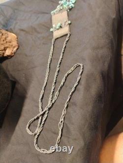 HAND MADE Native American Mix Bead turquise Medicine Bag Beaded Necklace 28