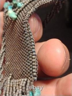 HAND MADE Native American Mix Bead turquise Medicine Bag Beaded Necklace 28