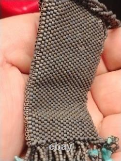 HAND MADE Native American Mix Bead turquise Medicine Bag Beaded Necklace 28