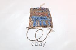 HISTORIC Plains Indian Sioux Beaded LEATHER BAG Pouch Native American 1900s ATQ