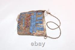 HISTORIC Plains Indian Sioux Beaded LEATHER BAG Pouch Native American 1900s ATQ