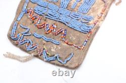 HISTORIC Plains Indian Sioux Beaded LEATHER BAG Pouch Native American 1900s ATQ
