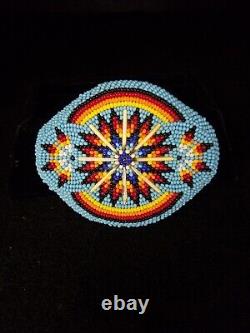 Hand Crafted Beaded Star Design Quillwork Native American Indian Belt Buckle