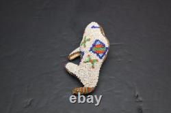 Hand Made Native American Beaded Leather Fetish, Buffalo Amulet