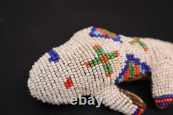 Hand Made Native American Beaded Leather Fetish, Buffalo Amulet