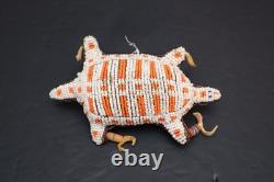 Hand Made Native American Beaded Leather Fetish, Turtle Amulet Vintage
