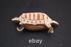 Hand Made Native American Beaded Leather Fetish, Turtle Amulet Vintage