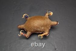 Hand Made Native American Beaded Leather Fetish, Turtle Amulet Vintage