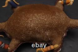 Hand Made Native American Beaded Leather Fetish, Turtle Amulet Vintage