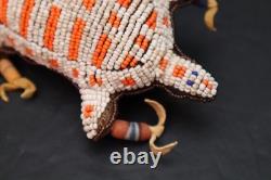 Hand Made Native American Beaded Leather Fetish, Turtle Amulet Vintage