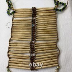 Hand Made Native American Bone Pipe Beaded Breast Plate