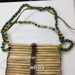 Hand Made Native American Bone Pipe Beaded Breast Plate