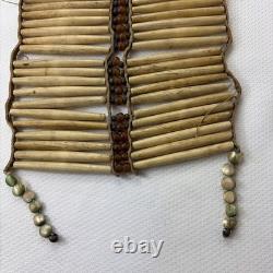 Hand Made Native American Bone Pipe Beaded Breast Plate