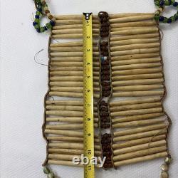 Hand Made Native American Bone Pipe Beaded Breast Plate