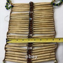 Hand Made Native American Bone Pipe Beaded Breast Plate