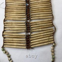 Hand Made Native American Bone Pipe Beaded Breast Plate